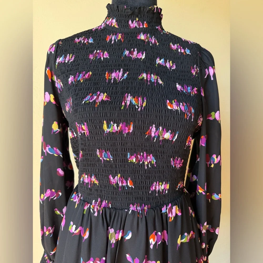 Kate spade lovebirds dress mock neck black dress size 6